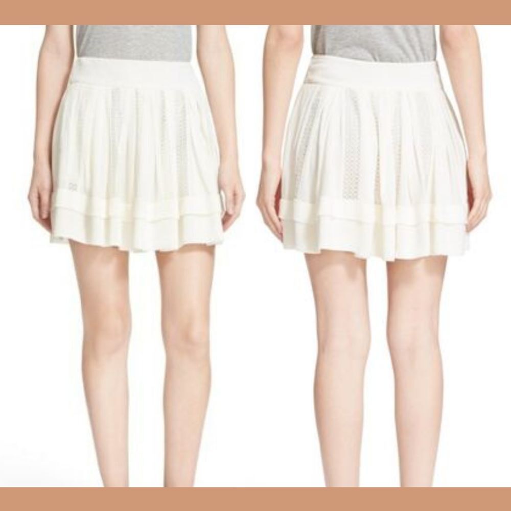 NWT $345! IRO Ginny Lattice Inset Miniskirt Off Ecro/Cream‎ [ SZ 36 ] #924